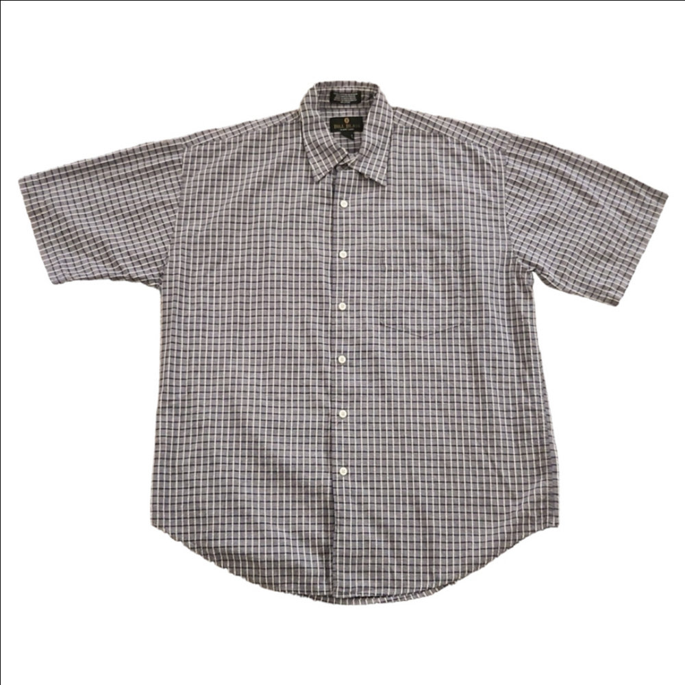 Bill Blass Black Label Blue & White Plaid Button-Up Shirt